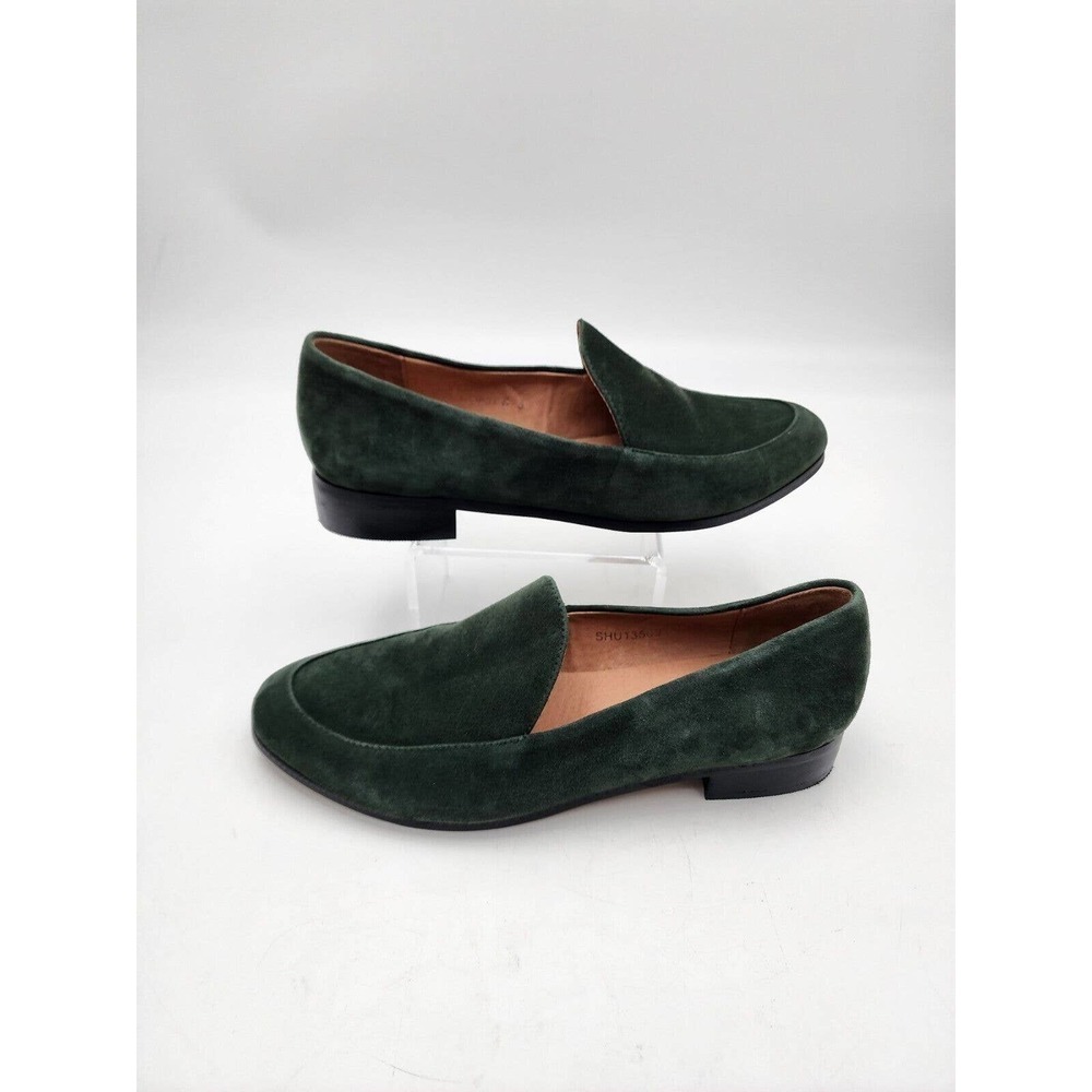 J Jill Green Velvet Gabrielle Leather Loafers Slip On Flats Classic Size 8.5